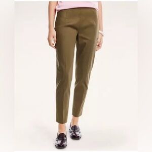 Brooks Brothers Stretch Cotton Side-Zip Slim Ankle Pants in Olive | Size 2